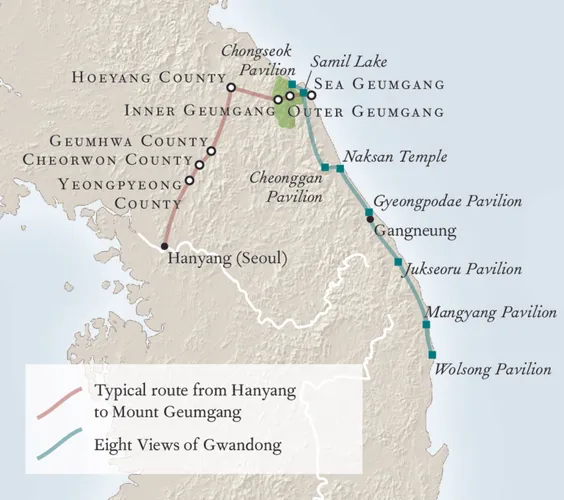 Travel route for Eight Famous Views of Gwandong